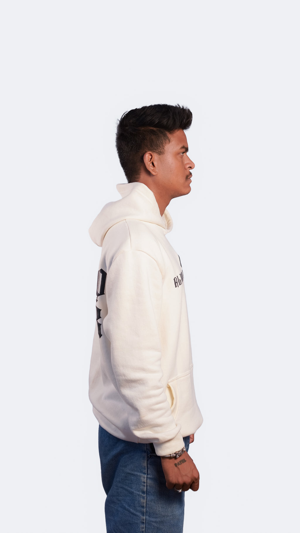 BORN TO CONQUER White Oversized Hoodie