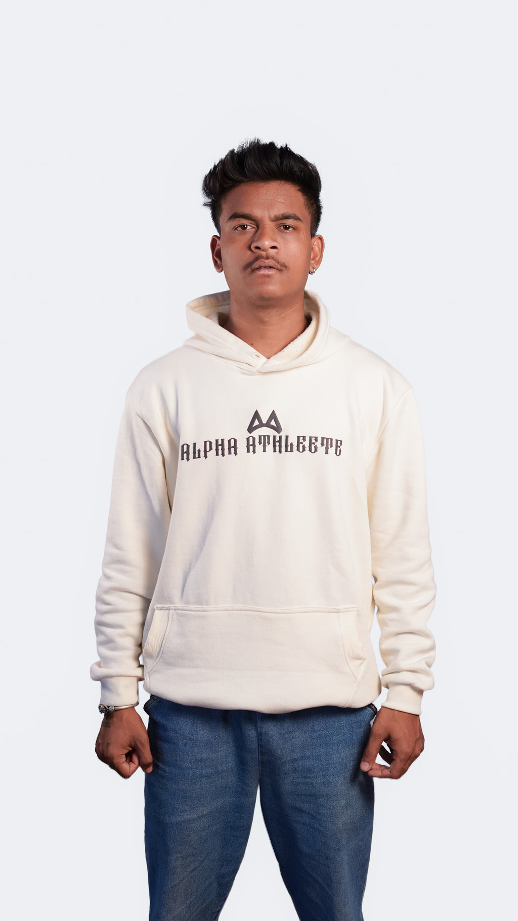BORN TO CONQUER White Oversized Hoodie